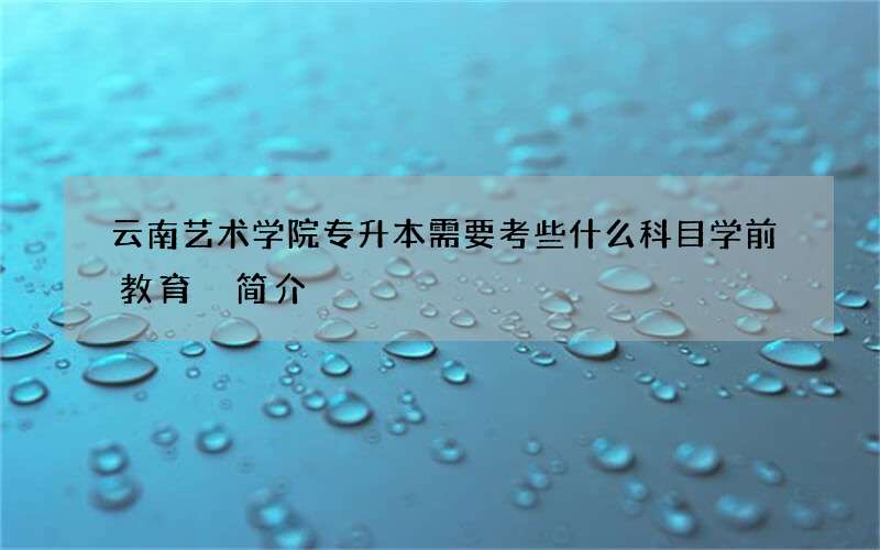 云南艺术学院专升本需要考些什么科目学前教育 简介